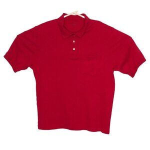 2/$30 Lands End Pullover Polo Golf Shirt Mens M Short Sleeve Top Red Cotton Pull
